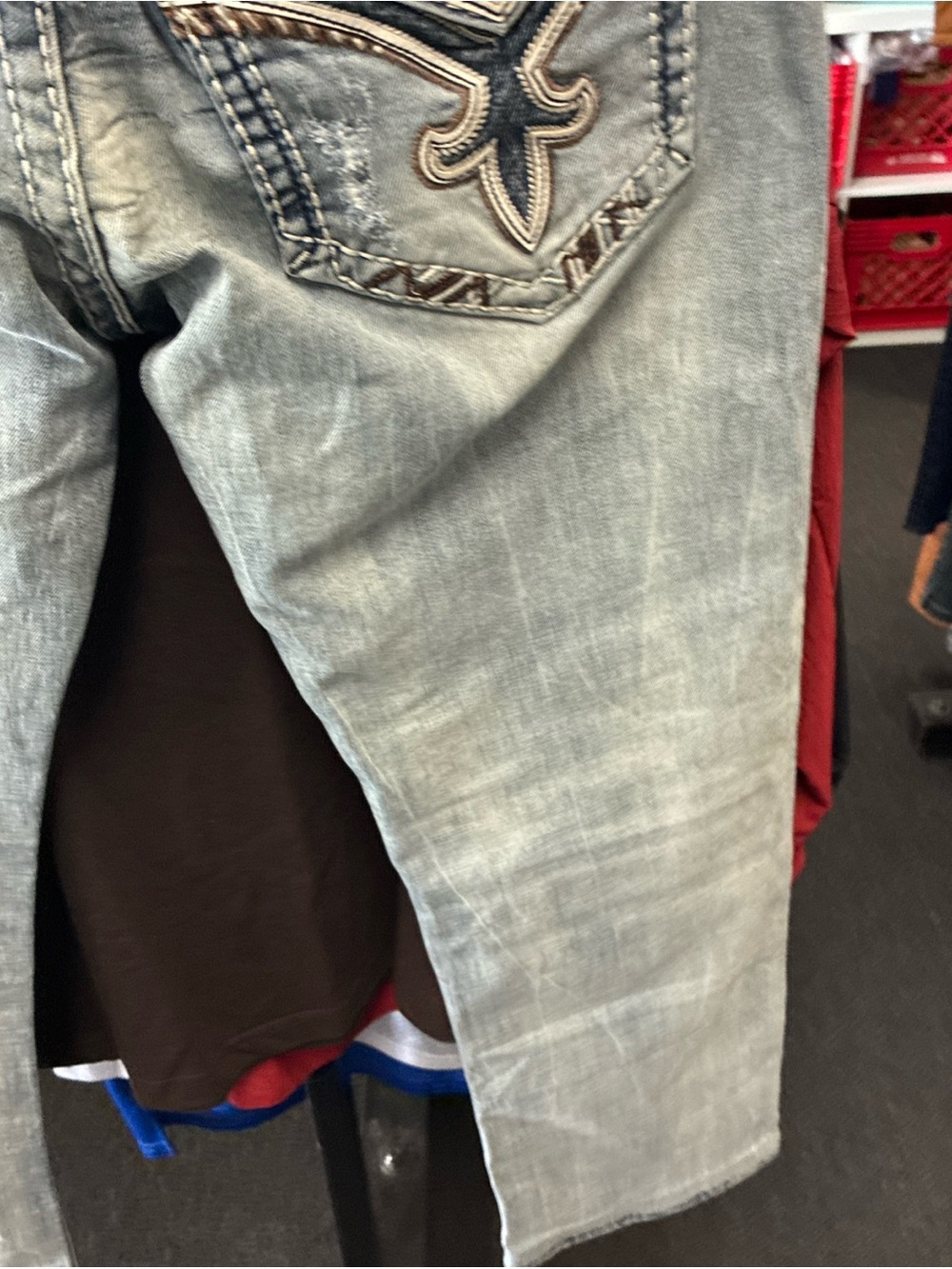 Men’s Rock Revival Distressed Jeans 👖 Pre Owned Used Sz 34 Streetwear - Picture 15 of 15